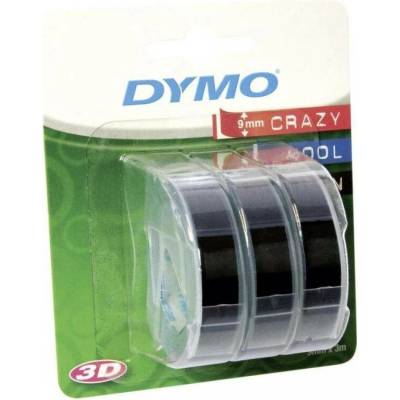 Páska Dymo 3D, 9mm černá, bílý tisk, 3m - 3ks