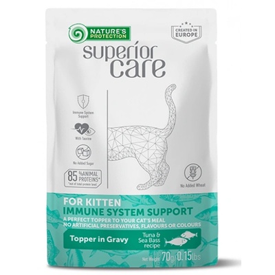 Nature's Protection Nature's Protection CAT Superior Care Immune System Support Kitten - Tuna Sea Bass, пауч за подрастващи котки с риба тон и лаврак, подсилва имунната система, Литва - 100 гр