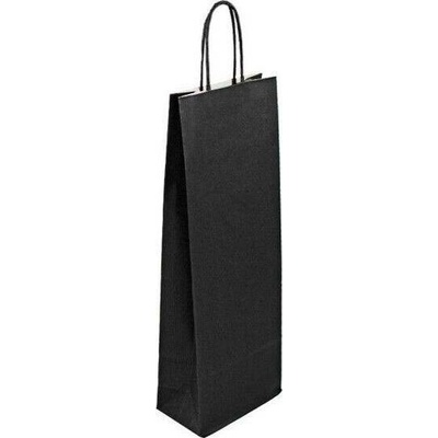 Papírová taška na víno černá Mosela 140x80x390 mm s krouceným uchem