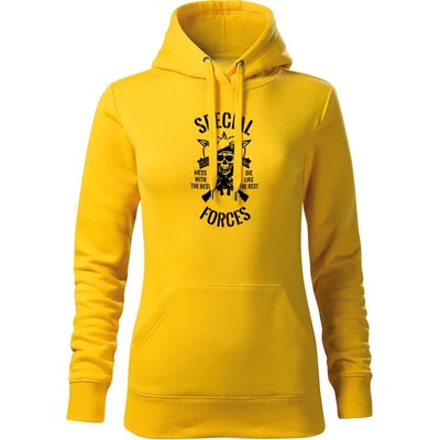 DRAGOWA дамски суитшърт с качулка, Special Forces, жълт, 320г/м2 (5987)