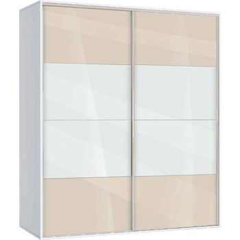Bogdan Furniture G Двукрилен гардероб с плъзгащи врати Мебели Богдан Модел bm-ava 5, крем гланц с бяло