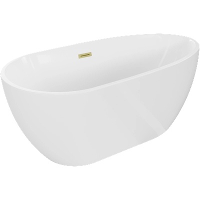 Mexen Eos свободно стояща вана 150 x 75 cm, бяла, преливник златисто четкан - 52471507500-55 (52471507500-55)