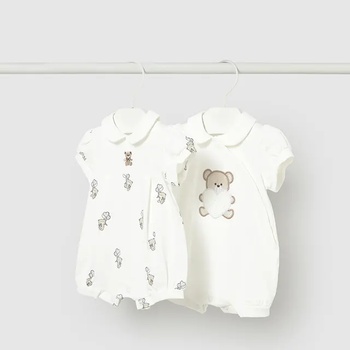 Mayoral Сет 2 гащеризона къси в мръснобял цвят за новородено момиче Mayoral