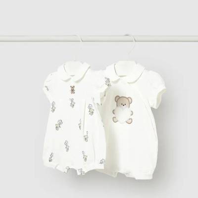 Mayoral Сет 2 гащеризона къси в мръснобял цвят за новородено момиче Mayoral