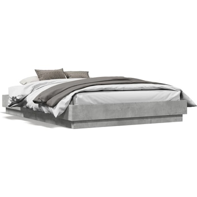 vidaXL Рамка за легло, бетонно сиво, 140x190 см, инженерно дърво (3209873)