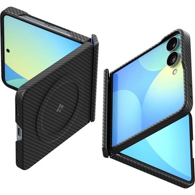 Spigen Samsung Z Flip8 SPIGEN AIR SKIN ARAMID MAGSAFE пластмасов калъф за телефон, ултратънък, с карбонов мотив, ЧЕРЕН (ACS11513)
