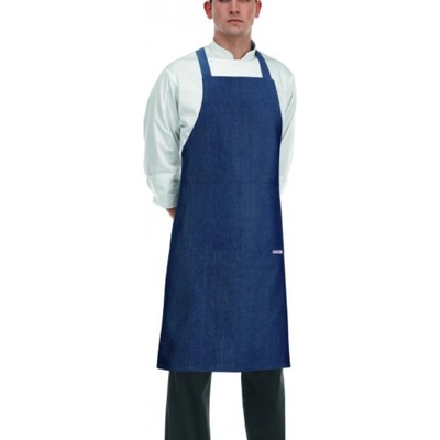 EGOchef Kuchárska zástera ku krku s vreckom Jeans 85x90 cm E-6116070F