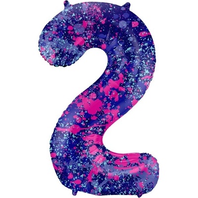 Folat Balónek fóliový číslo 2 Barevné skvrny 86 cm
