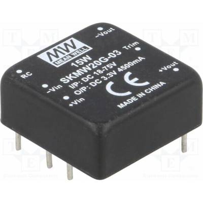 MEAN WELL SKMW20G-03 Měnič: DC/DC; 20W; Uvst: 18÷75VDC; Uvýst: 3,3VDC; Ivýst: 0÷4500mA