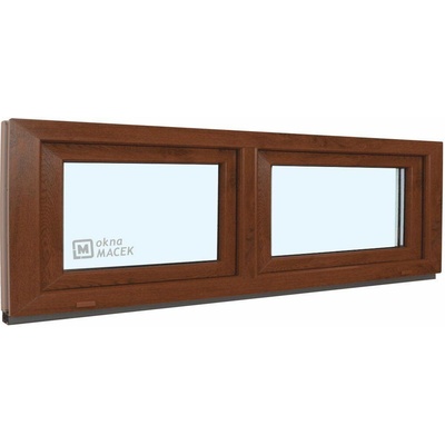 KÖMMERLING Plastové okno - 70 AD, 2400x600 mm, S/S, ořech čiré, ořech/ořech