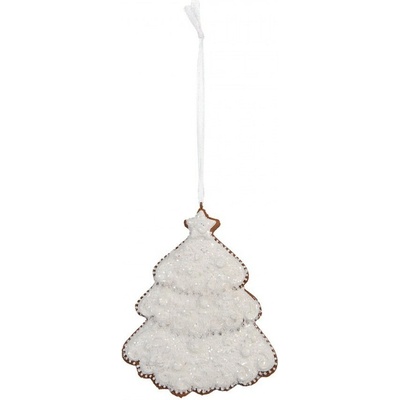 Clayre & Eef Závěsná dekorace zasněžený perníkový stromeček Frosted Ginger - 9*1*10 cm