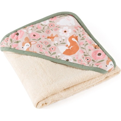 Petite&Mars Osuška bambusová s kapucí Loulou Rosy Wilderness 100 x 100 cm – Zboží Dáma