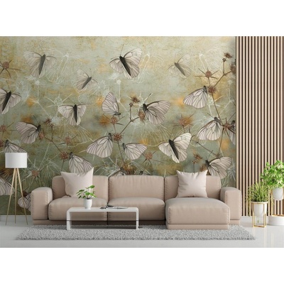 Gario Fototapeta Motýle na pozadí starej steny Materiál: Vliesová, rozmery 200 x 140 cm