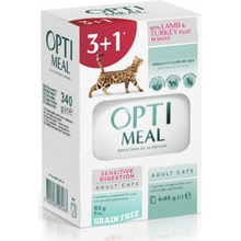 OPTIMEAL Grain free Sensitive s jahňacím morčacím filé v omáčke bez obilnín 4 x 85 g