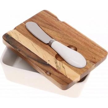 kassel K kassel 93556 КУТИЯ ЗА МАСЛО 14, 5 х 14, 5 х 6 см с нож порцелан /акация (1229420003)