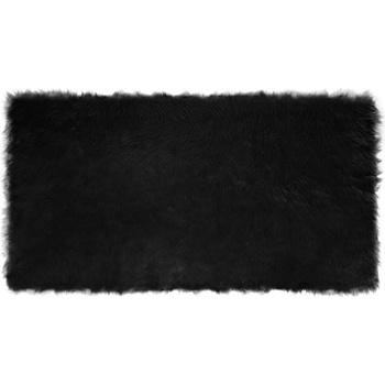 vidaXL Изкуствен килим от кожи Черно 80 x 150 cm Полиестер (42021566)