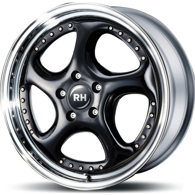 RH RIMS Turbo P 8,5x18 5x130 ET59 black with High gloss polished lip