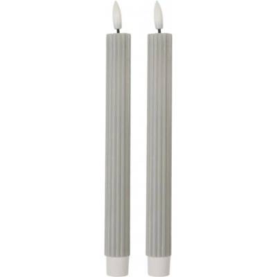 Šedá vysoká LED svíčka pruhovaná Bobby (sada 2 ks) – 2x25 cm
