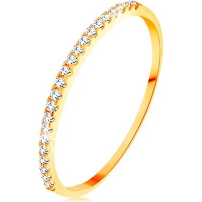 Šperky Eshop Zlatý prsten tenká lesklá ramena blýskavá zirkonová linie čiré barvy S3GG154.96