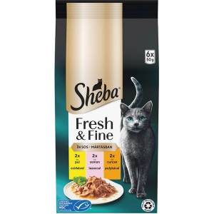 Sheba Fresh & Fine консерви за котки, пилешко, пуйка и сьомга 6 x 50 г