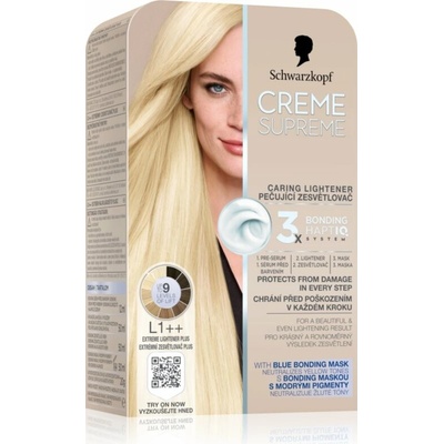 Schwarzkopf Creme Supreme Caring Lightener permanentná farba na vlasy na zosvetlenie vlasov odtieň L1++ Extrémny zosvetľovač plus 60 ml