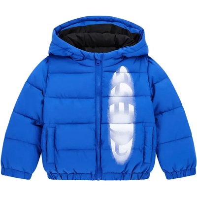 GUESS Есенно яке за мини момче в ярко син цвят с бял надпис Guess
