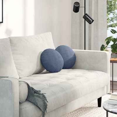 vidaXL Възглавници за седалки 2 pcs Синьо Ø30 x 13 см Кордюрова тъкан (42014115)