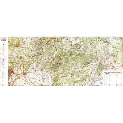 Slovenská republika velká - nástěnná mapa 210 x 90 cm, lamino + očka