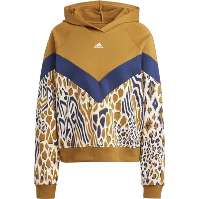 adidas dámska s kapucňou vzorovaná IV9738 hnedá