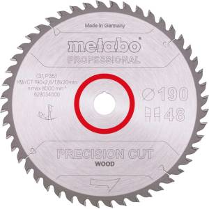 Metabo - Пилен диск за дърво, 190x20 мм, 48 зъба 628034000 (628034000)
