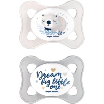 Canpol babies Силиконови залъгалки със симетрична форма Canpol - Mini, 0-2 месеца, 2 броя, Сиви (23/910_gry)
