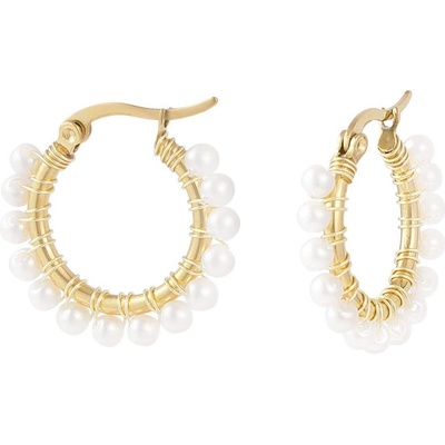 Ornamenti pozlacené náušnice Halfround Pearl OOR300019 gold