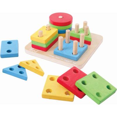 ΩBigjigs Toys Bigjigs Baby Umiestňovanie farebných tvarov na tyče