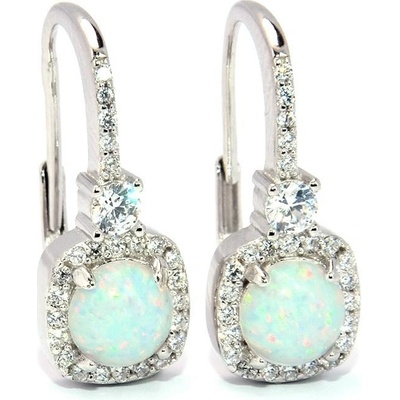 Rafity stříbrné s bílým opálem a zirkony E0054KL-16