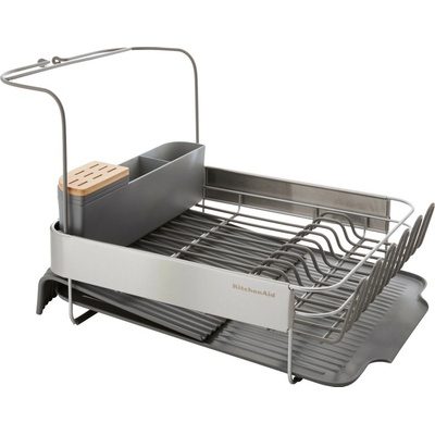KitchenAid Rozkládací odkapávač na nádobí KitchenAid, s nástavcem na sklenice, šedý KEG896BXCGA