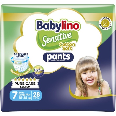 Babylino Пелени гащи Babylino Sensitive Cotton Soft, размер 7 (15-25 кг), 28 броя
