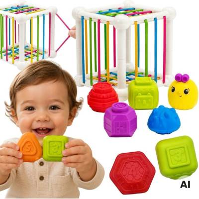 Woopie toys elastická senzorická kocka zvieratá