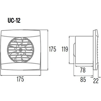 CATA CATA Вентилатор UC-12 ф120мм, цвят Бял, 205м3/ч, 14W, 47dB комплект с клапа - C01300000 (C01300000)