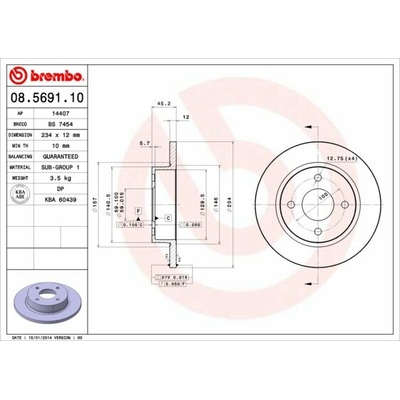 BREMBO brzdový kotúč 08.5691.10, súprava 2 ks