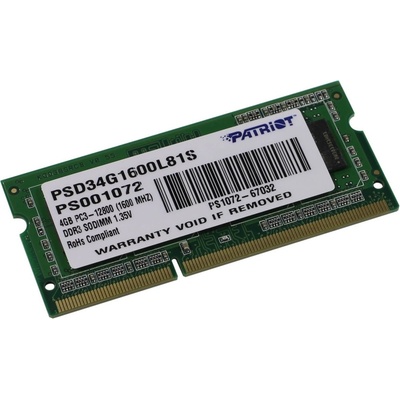 Patriot DDR3 4GB 1600MHz CL11 PSD34G1600L81S