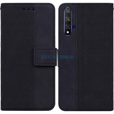 Pouzdro Shield4U Huawei Nova 5T YAL-L21, Honor 20 YAL-L21A Geometric Texture otevírací černé – Zboží Mobilmania