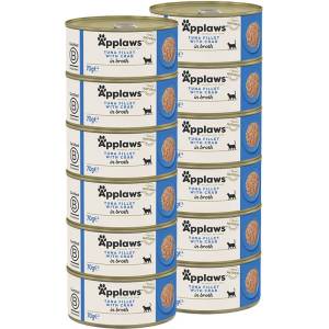 Applaws Консерва за котки с риба тон и рак в бульон 12 x 70 г