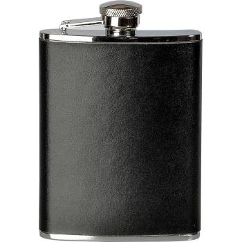 Image 1 of Basic Nature Манерка Basic nature Flachmann Eckig Leder Flask - Black - размер 180 ml (533-1011-0111)