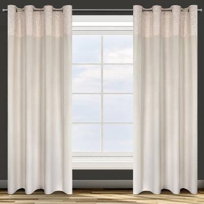 DESIGN 91 Sametový závěs AGNES s ozdobným pruhem se zlatým potiskem v orientálním stylu v horní části