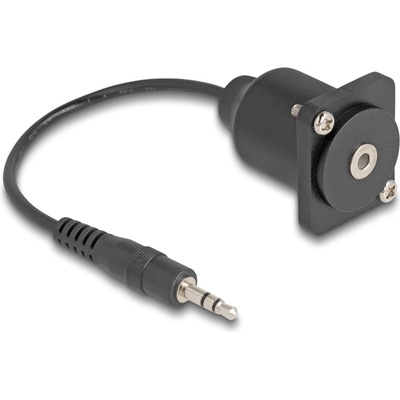 Delock D-тип кабел 3, 5 mm 3 пинов стерео жак мъжки към женски черен 20 cm