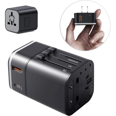 Baseus Removable 2in1 Wall Charger + Universal Travel Adapter (TZPPS-01) - захранване за ел. мрежа с USB-C и USB изходи и преходници за цял свят в едно устройство
