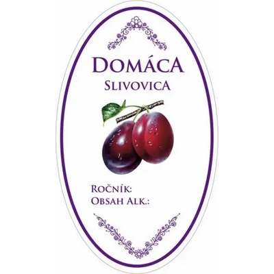 Orion Samolepka Domáca slivovica, ovál, biela, 16 ks
