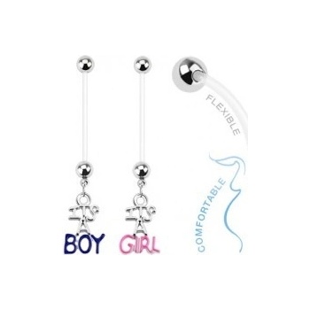 Piercing do bruška z bioflexu pre tehotné ženy "IT'S A BOY" "IT'S A GIRL" SP36.05