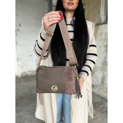 Grosso Hnedosivá crossbody kabelka GS-3171-taupe/beige