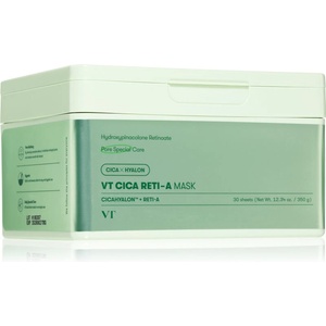 VT Cosmetics Cica Reti-A Mask успокояваща платнена маска със стягащ ефект голяма опаковка 30 бр